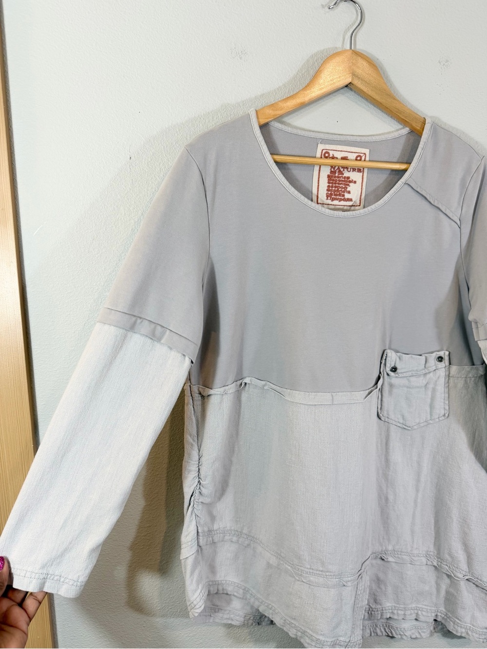 Japanese Lagenlook Asymmetrical Tunic Size L Nature Essence Essentials Granola - Picture 3 of 10